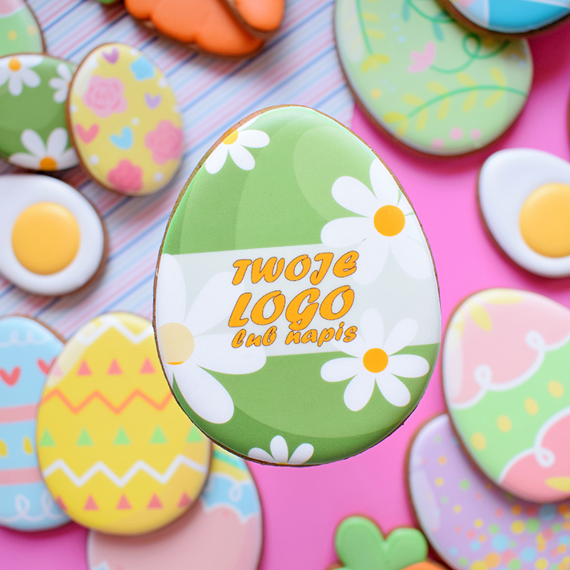 Wielkanoc - pastelowa piernikowa pisanka z Twoim logo (różne wzory i wielkości)