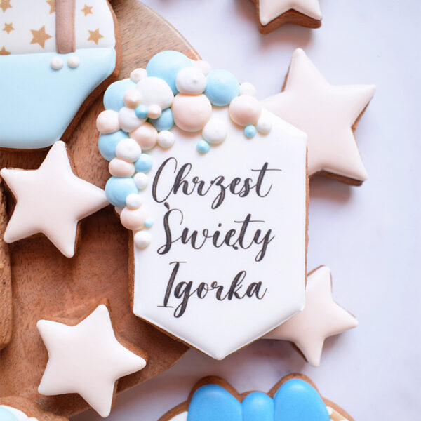 Chrzest / Pierwsza Komunia Święta - Bąbelkowa plakietka z Twoim napisem i kolorami