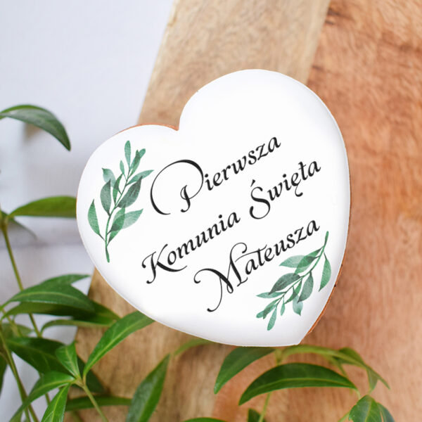 Pierwsza Komunia Święta / Chrzest / Podziękowanie - Serduszko proste listki