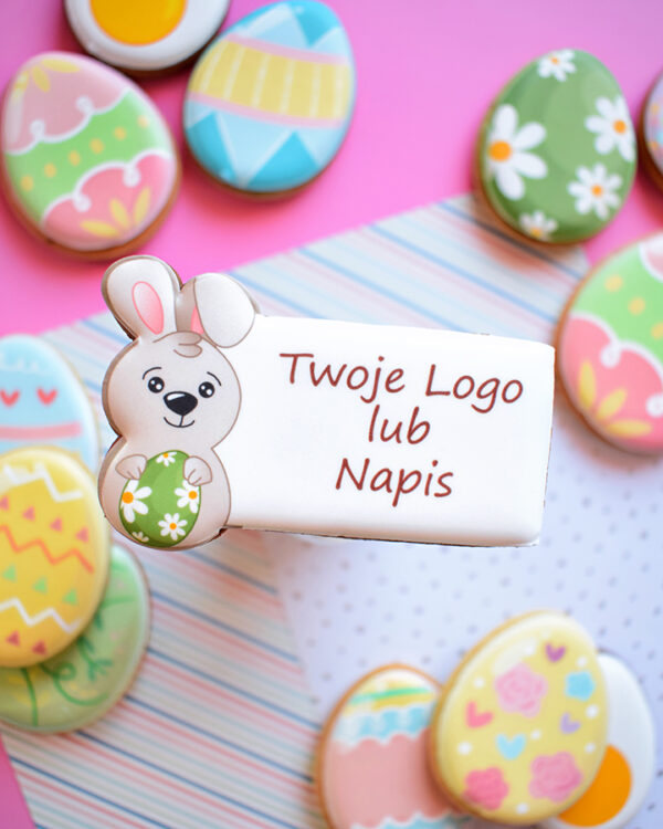 Plakietka z zajączkiem i Twoim logo (lub napisem)