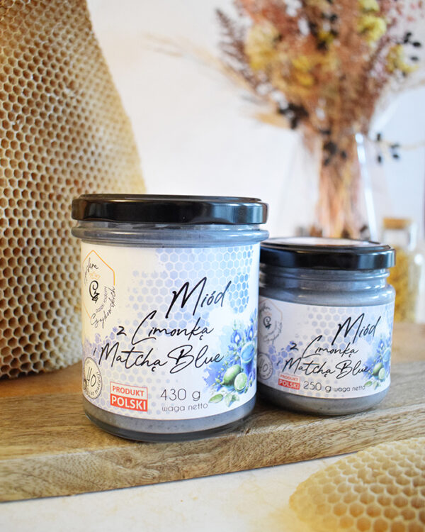 Miód z Limonką i Matchą Blue - Apisfera Pasieki Rodziny Czajkowskich